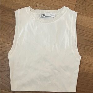 Zara Ivory Ribbed Tank Top